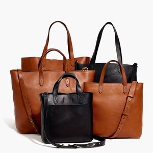 Elegant Brown and Black Leather Tote Bag